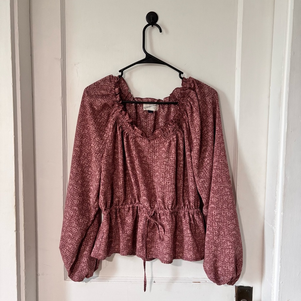 Universal Thread Pink Ruffled Long Sleeve Blouse